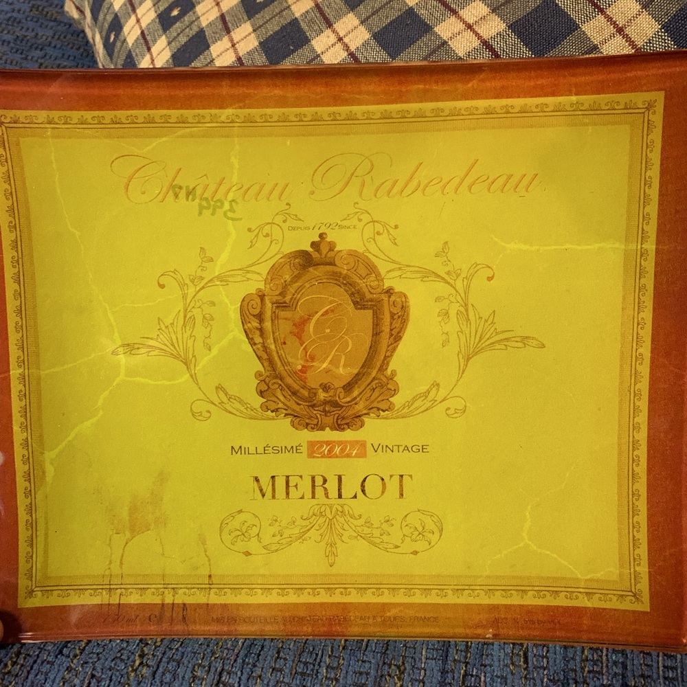 Prima Donna Chateau Rabedeau Merlot Art Glass Serving Plate (C16)
